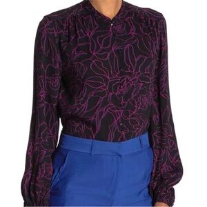 Equipment Cornelia Long Sleeve Mandarin Collar Blouse‎ Top Purple Women's Sz XL